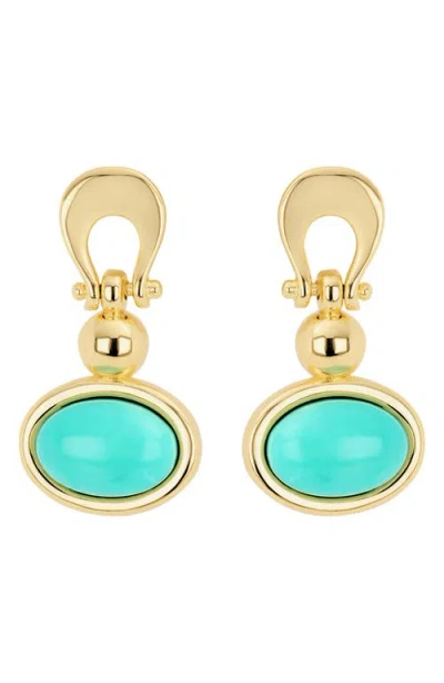 Athra Luxe Oval Simulated Turquoise Drop Earrings In Pink