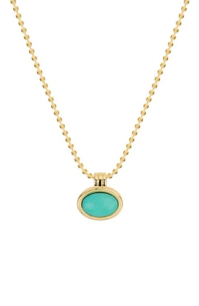 Athra Luxe Oval Simulated Turquoise Pendant Necklace In Red