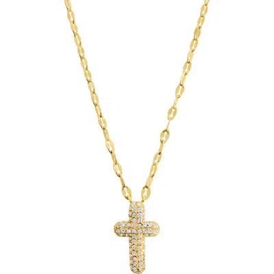 Athra Luxe Pavé Cz Cross Pendant Necklace In Gold