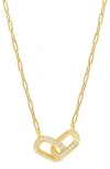 Athra Luxe Pavé Duo Interlock Necklace In Gold