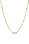 Athra Luxe Pavé Figaro Chain Necklace In Gold
