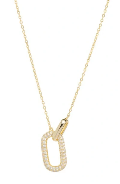 Athra Luxe Pavé Interlock Oval Pendant Necklace In Gold