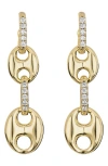 Athra Luxe Pavé Mariner Link Drop Earrings In Gold