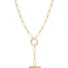 Athra Luxe Pavé Paper Clip Chain Toggle Necklace In Gold