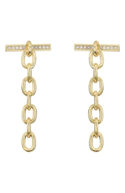 Athra Luxe Pavé Toggle Drop Earrings In Gold