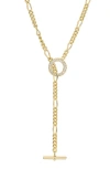Athra Luxe Pavé Toggle Figaro Chain Necklace In Gold