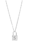 Athra Luxe Personalized Initial Lock Pendant Necklace