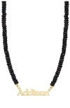 Athra Luxe Personalized Name Onyx Bead Necklace