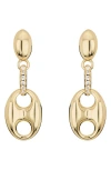 Athra Luxe Puffy Mariner Cubic Zirconia Drop Earrings. In Gold