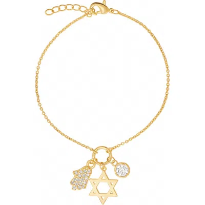 Athra Luxe Religious Charm Bracelet In Gold