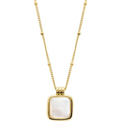 Athra Luxe Simulated Pearl Square Pendant Necklace In Gold