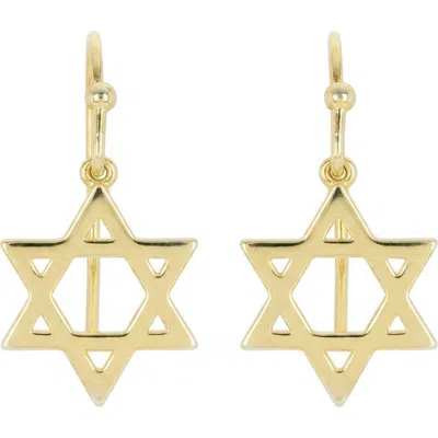 Athra Luxe Star Of David Drop Earrings In Gold
