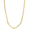 Athra Luxe Station Herringbone Chain Necklace In Gold