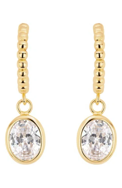Athra Luxe The Beaded Oval Drop Huggie Earrings In Gold