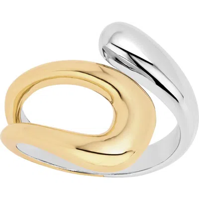 Athra Luxe The Deux-tone Open Bypass Ring In Silver