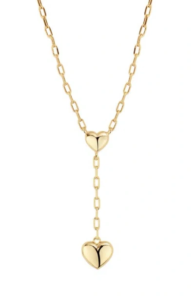 Athra Luxe The Double Muse Heart Lariat Necklace In Gold