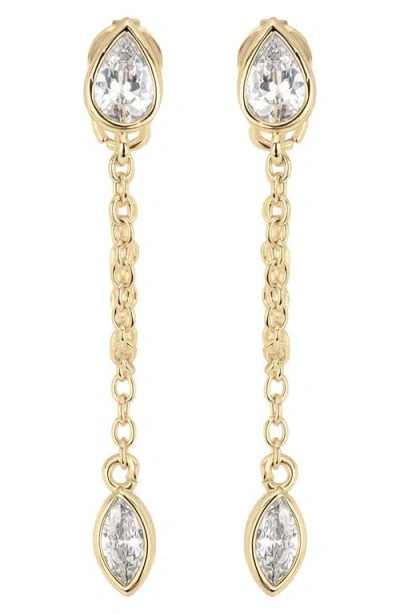 Athra Luxe The Marquise Duo Chain Drop Earrings In Gold