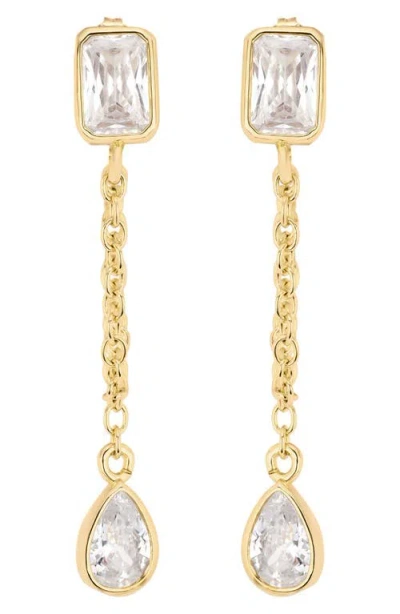 Athra Luxe The Mixed Cut Duo Chain Drop Earrings In Gold