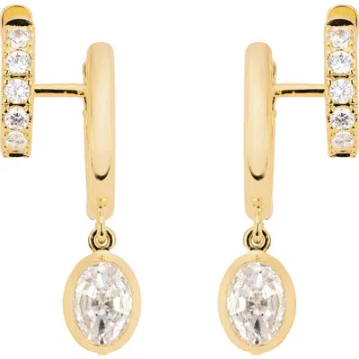 Athra Luxe The Muse Oval Drop Huggie Earrings In Gold
