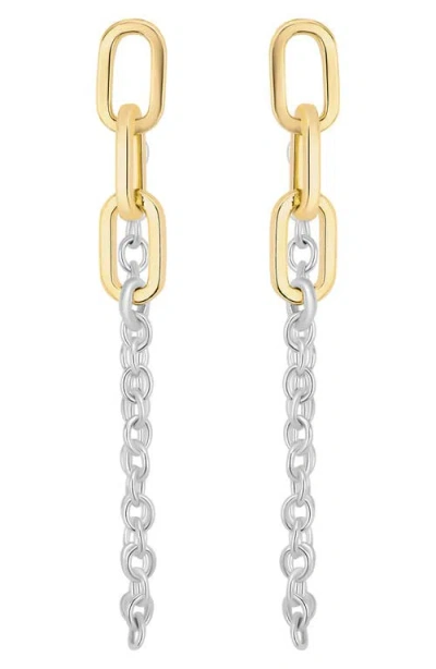 Athra Luxe The Muse Two-tone Chain Link Front/back Earrings In Silver