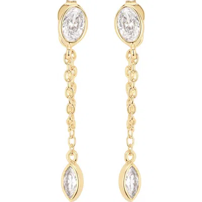 Athra Luxe The Oval And Marquise Muse Chain Drop Earrings In Gold