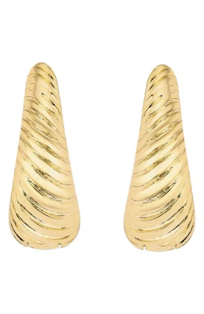 Athra Luxe The Solstice Ribbed Hoop Earrings In Gold