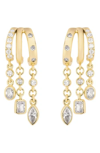 Athra Luxe The Trio Chain Huggie Hoop Earrings In Gold