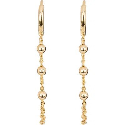 Athra Luxe Triple Bead Chain Huggie Hoop Earrings In Gold