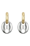 Athra Luxe Two-tone Puffy Mariner Hoop Earrings In Gold