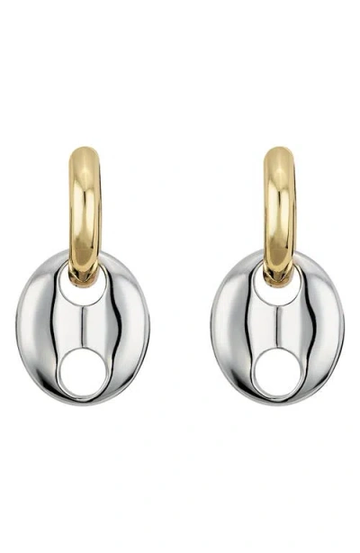 Athra Luxe Two-tone Puffy Mariner Hoop Earrings In Gold