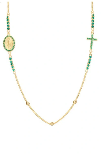 Athra Luxe Virgin Mary & Cross Cubic Zirconia Necklace