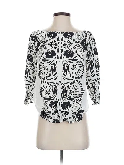 Pre-owned Atina Cristina 3/4 Sleeve Blouse In White