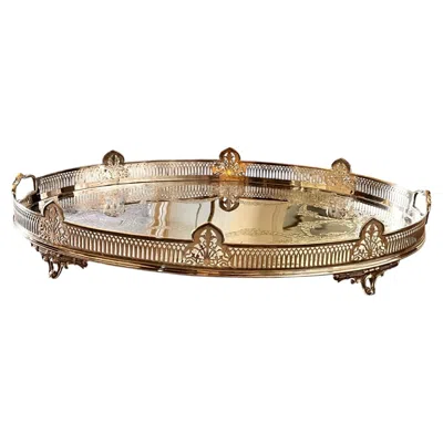Pre-owned Atkin Brothers English Silverplate Gallery Tray By , Sheffield, Pierced Cresting