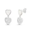 Atlanta Jewelers Supply Women's Mop Heart Dangling Cubic Zirconia Heart Post Earrings In Sterling Silver In Silver