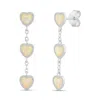 Atlanta Jewelers Supply Women's Sterling Opal Triple Dangling Heart Post Earrings In White In Metallic