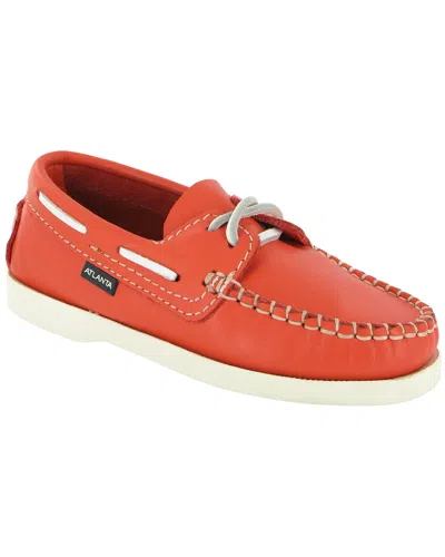 Atlanta Mocassin Kids' Leather Boat Shoe In Orange