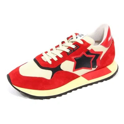 Pre-owned Atlantic Stars G2870 Sneaker Uomo  Draco Off White/red Suede/fabric Shoe Man