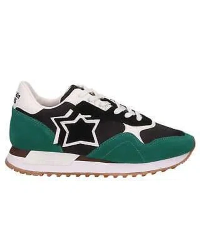 Pre-owned Atlantic Stars Low Shoes Dracoc Trainers Textile And Suede Black/green Man