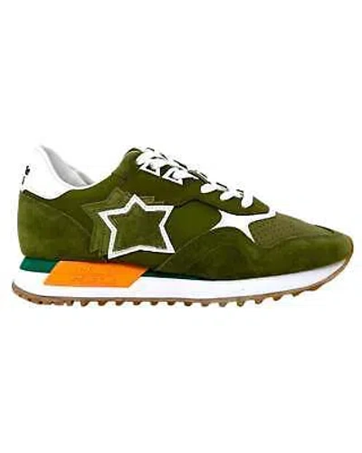 Pre-owned Atlantic Stars Low Shoes Dracoc Trainers Textile And Suede Green Man