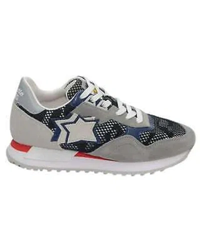 Pre-owned Atlantic Stars Low Shoes Dracoc Trainers Textile And Suede Grey/navy Man