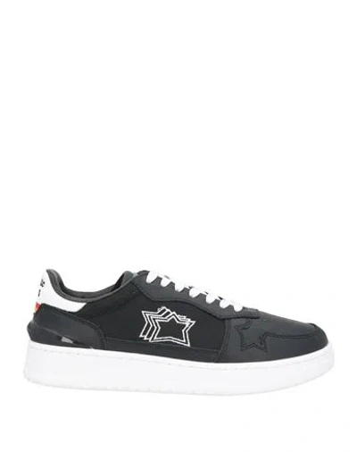 Atlantic Stars Man Sneakers Black Size 7 Soft Leather, Textile Fibers