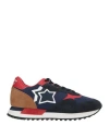 Atlantic Stars Man Sneakers Navy Size 8 Leather, Textile Fibers In Blue