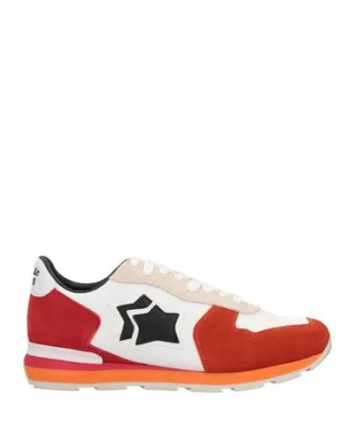 Atlantic Stars Man Sneakers Rust Size 6 Leather, Textile Fibers In Red