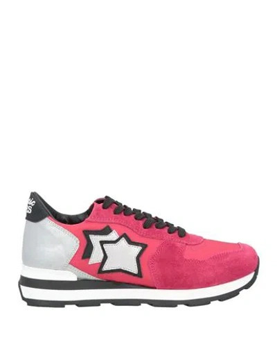 Atlantic Stars Woman Sneakers Magenta Size 7 Soft Leather, Textile Fibers