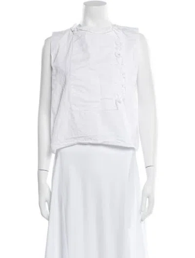 Pre-owned Atlantique Ascoli Crew Neck Sleeveless Crop Top In White