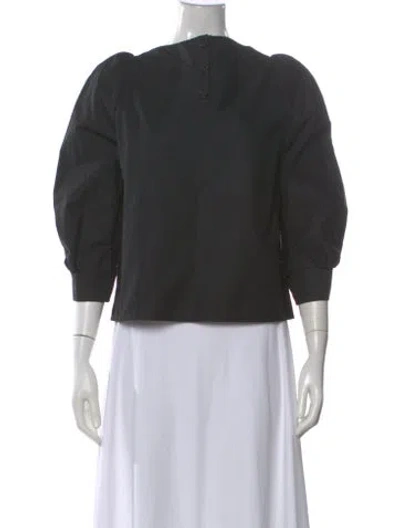 Pre-owned Atlantique Ascoli Crew Neck Three-quarter Sleeve Blouse In Black