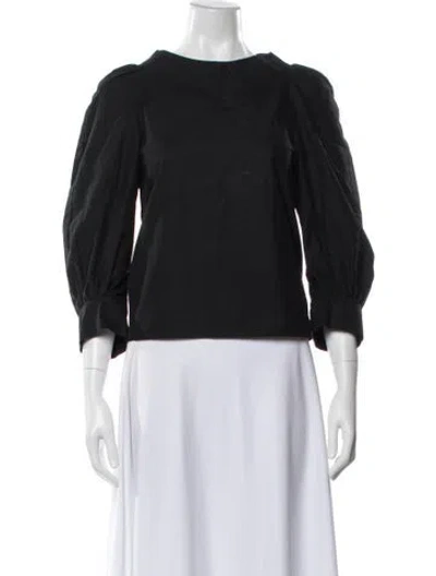 Pre-owned Atlantique Ascoli Crew Neck Three-quarter Sleeve Blouse In Gray