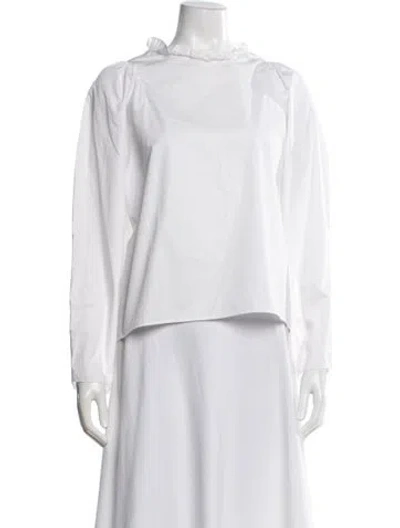 Pre-owned Atlantique Ascoli Long Sleeve Blouse In White