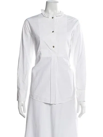 Pre-owned Atlantique Ascoli Long Sleeve Button-up Top In White