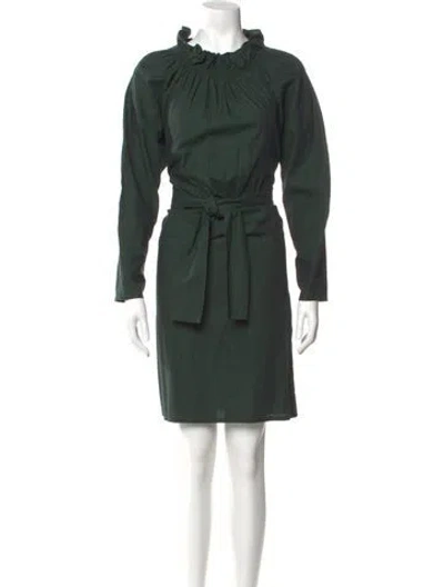 Pre-owned Atlantique Ascoli Mock Neck Mini Dress In Green